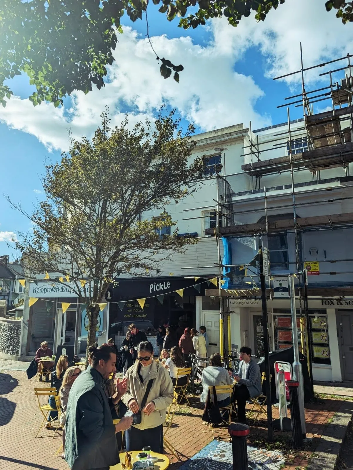 Film crew setting up outside The Pickle on Bristol Road, Kemptown