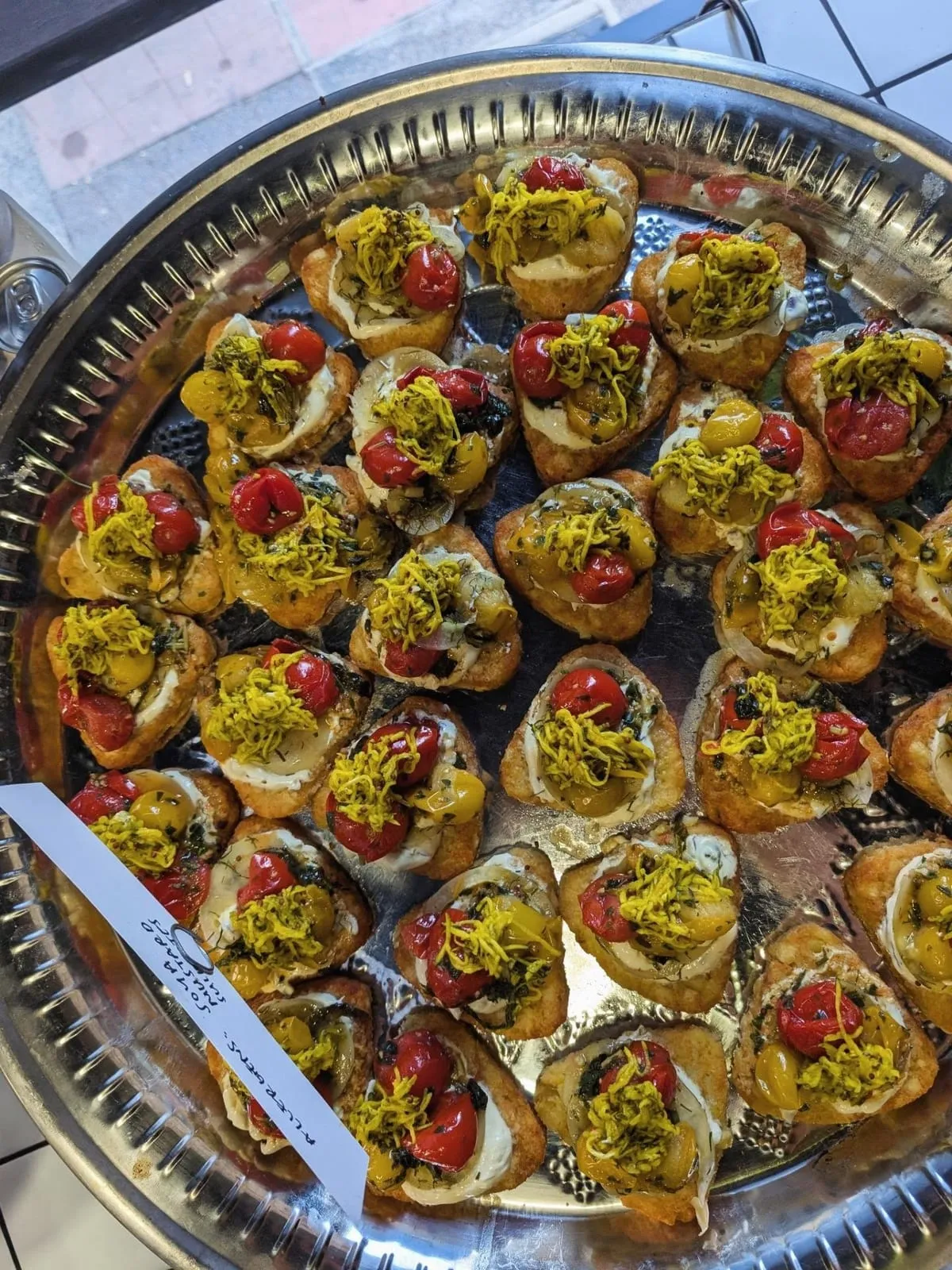 Party tarts topped with pickles at The Pickle hash brown party, Brighton