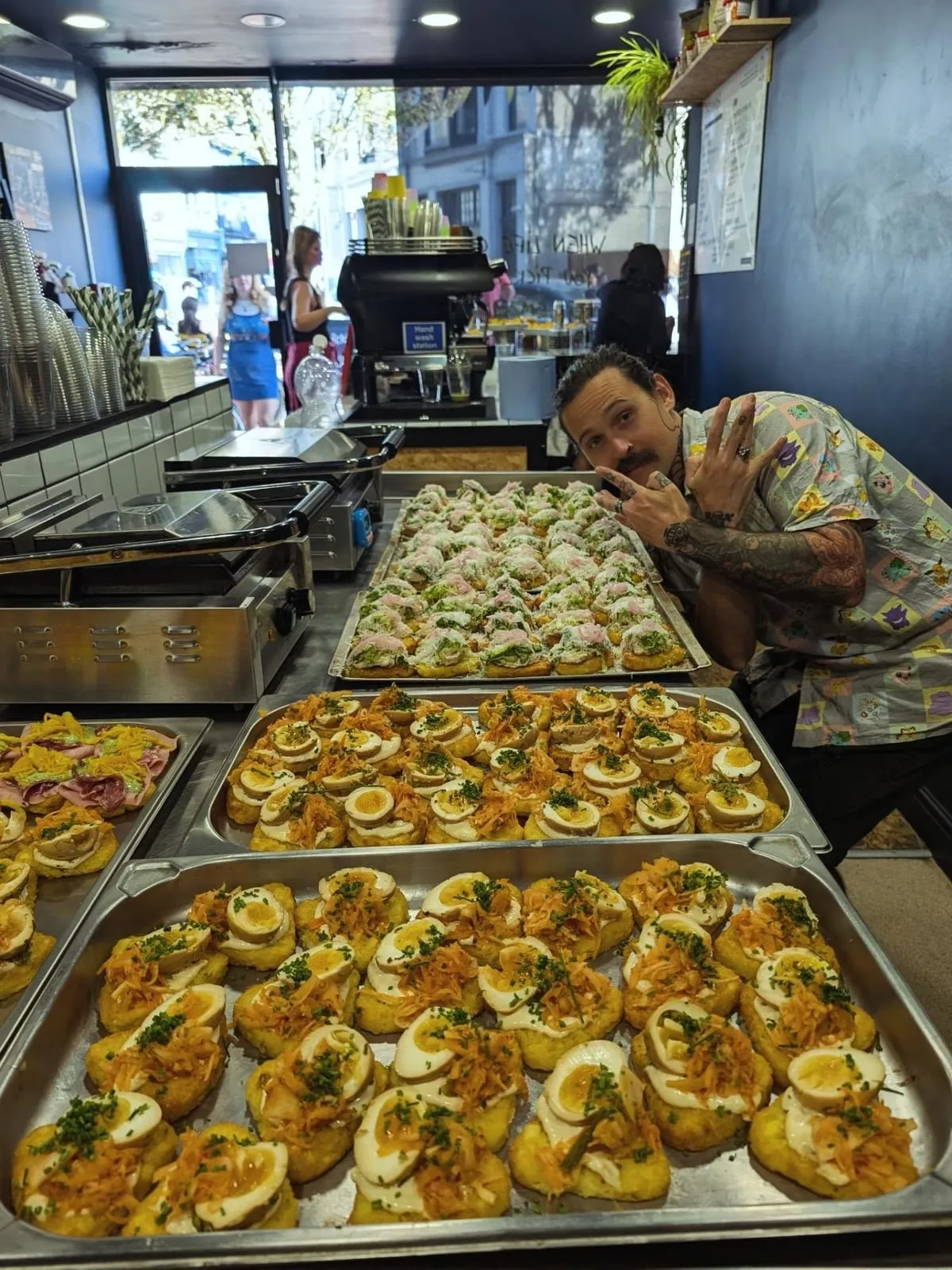 Trays of party food served at the hash brown party, The Pickle Brighton