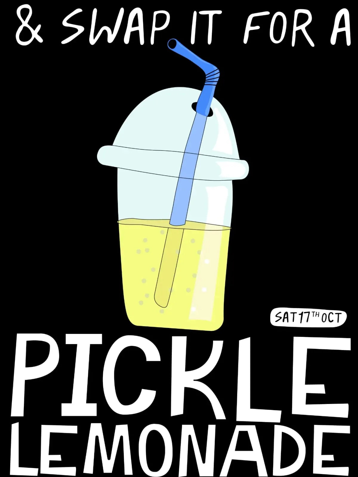 Hand-drawn pickle lemonade poster by The Pickle Brighton